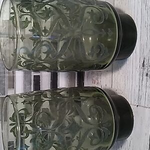 Vintage 1970s Libbey green glasses